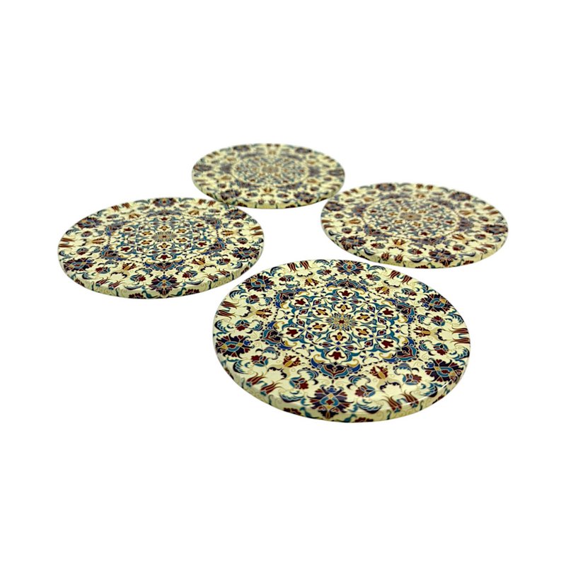 Untersetzter aus Metall - 4er Set - Mandala - Beige - 9cm