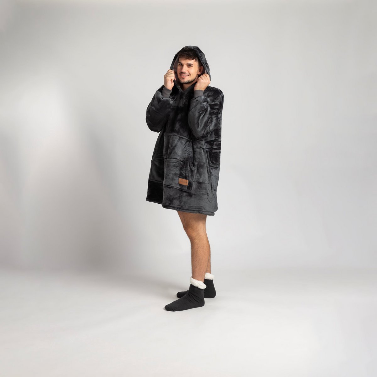 Vitapur - Couverture à capuche + chaussettes - Gris