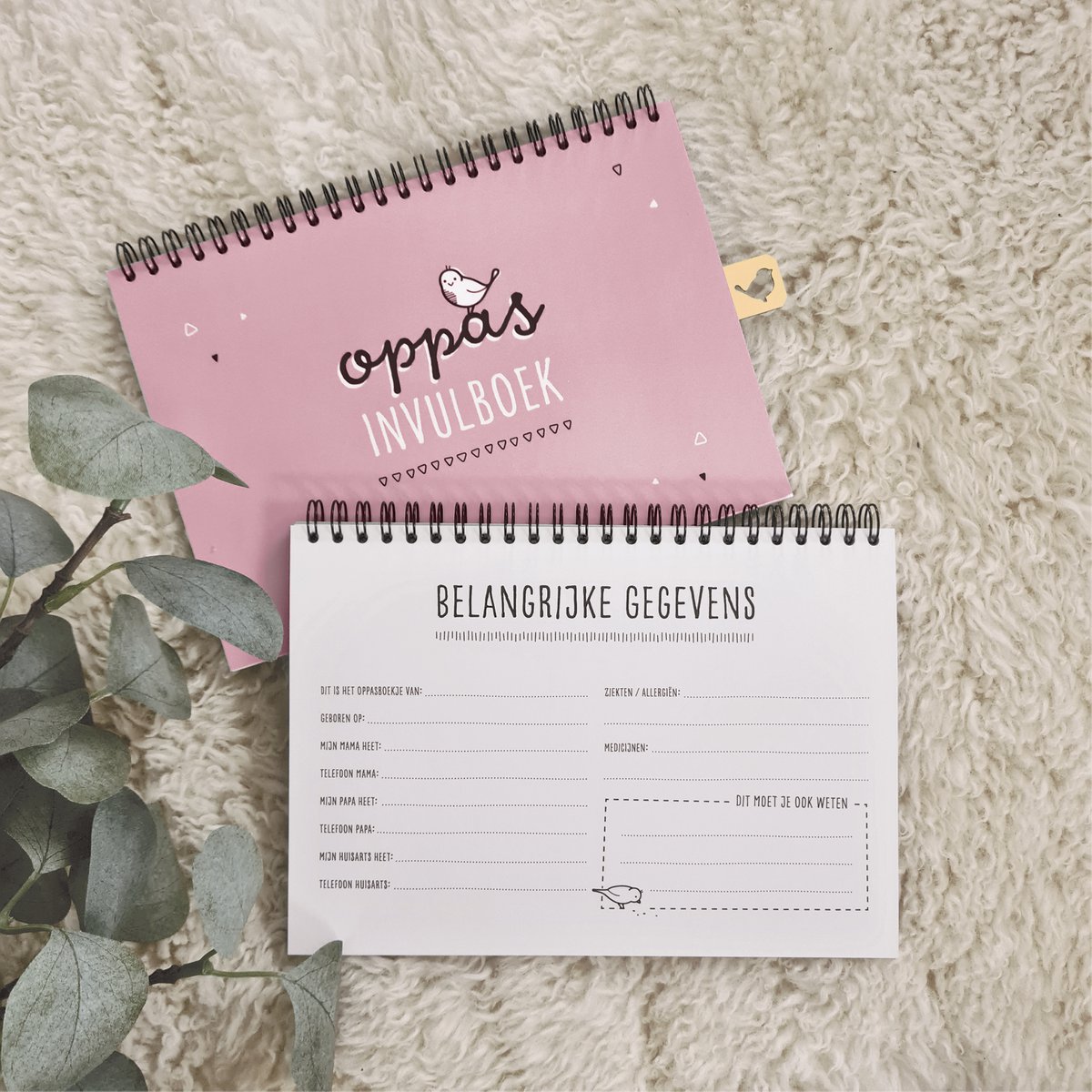 Oppasboekje | roze |  invulboek A5