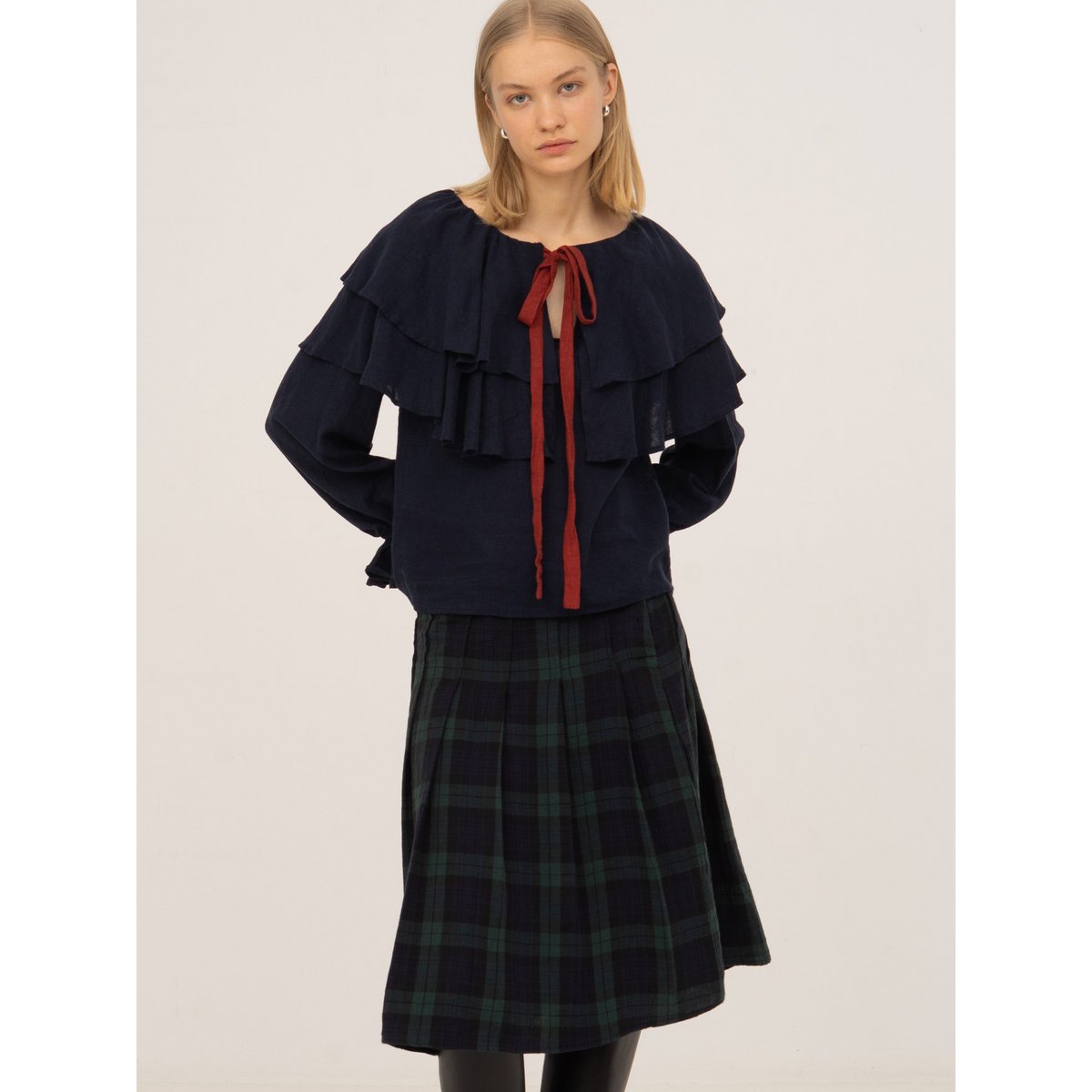 Evermore blauwe en rode blouse