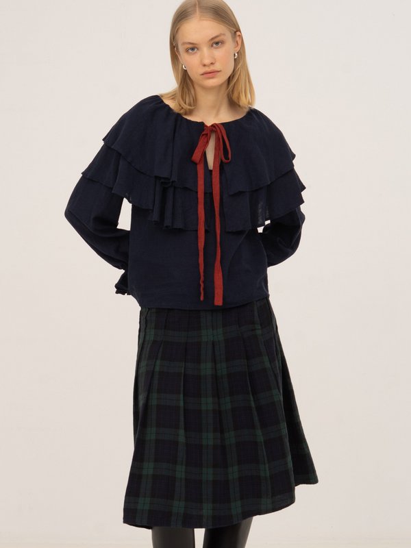 Evermore blauwe en rode blouse