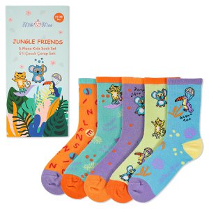 Milk&Moo Jungle Friends 5er-Pack Kindersocken, Größe 27–30, weicher und strapazierfähiger Stoff