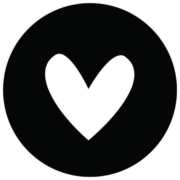 Wall circle black and white heart