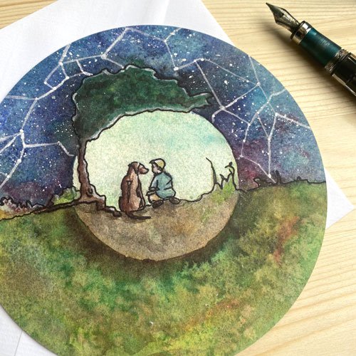 Greeting card Together in the moonlight