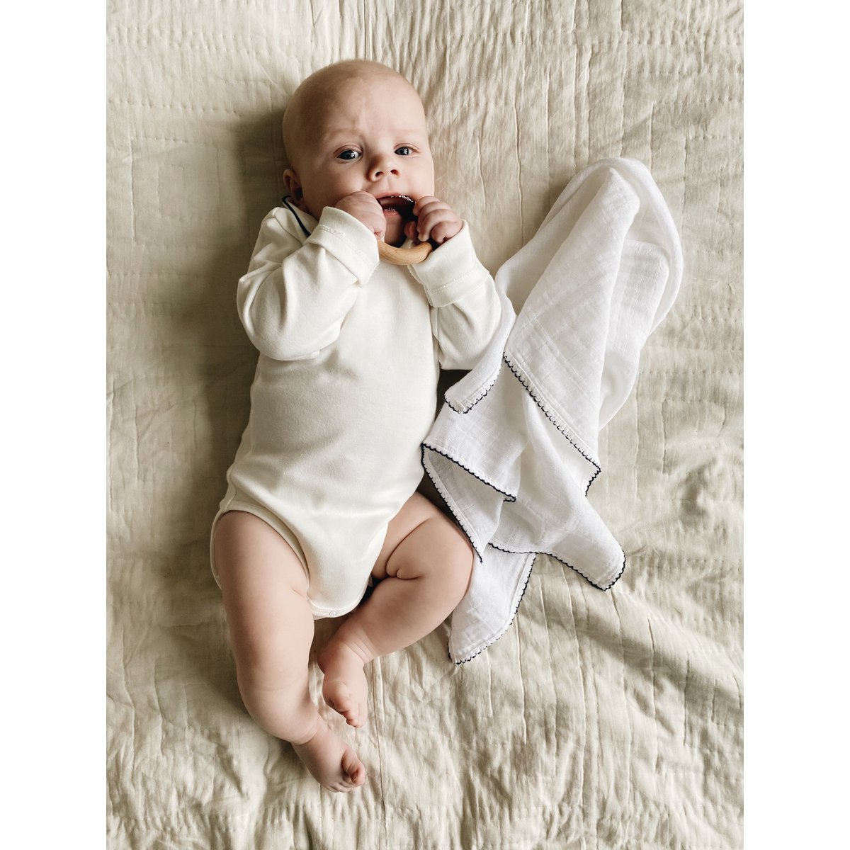 Muslin with crochet piping - Navy Blue Piping