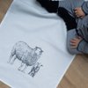 Witte theedoek, SCHAPEN, grijs