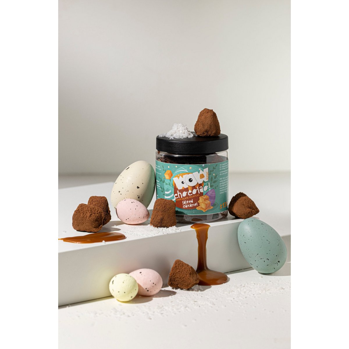 Truffles al cioccolato al caramello salato - barattolo di regali di Pasqua 130G