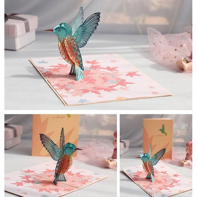 Pop-up-Grußkarte mit verzaubertem Kolibri