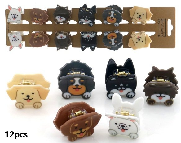 R-H8.1 H1126-001 Hair Clips Dogs 2.5cm -  3.5cm - 12pcs