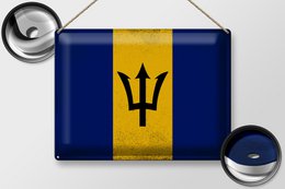Cartel de chapa Bandera de Barbados 40x30cm Bandera de Barbados Vintage