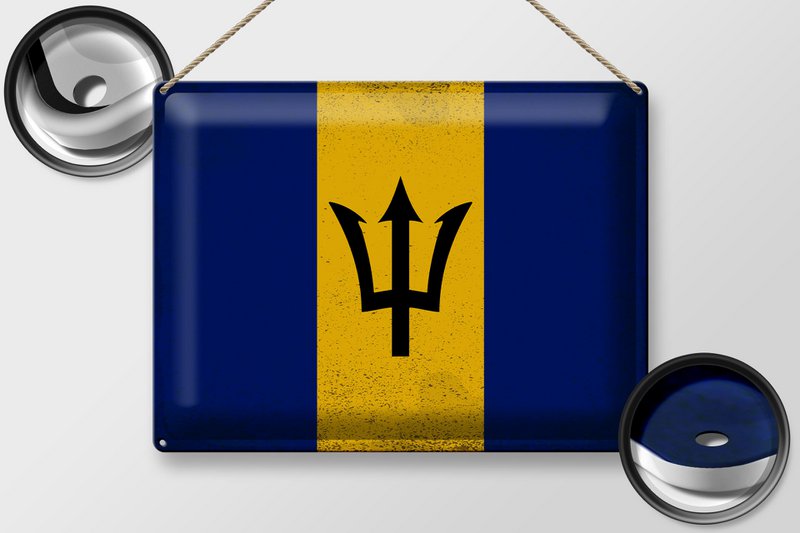Tin Sign Flag of Barbados 40x30cm Flag of Barbados Vintage