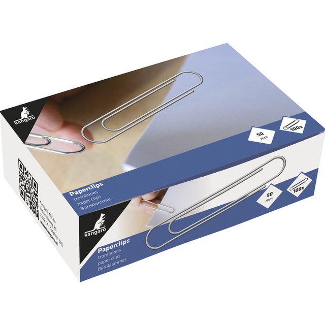 Paper clips Kangaro 50mm round box 100 pieces. Galvanized