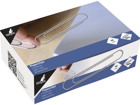 Paper clips Kangaro 50mm round box 100 pieces. Galvanized