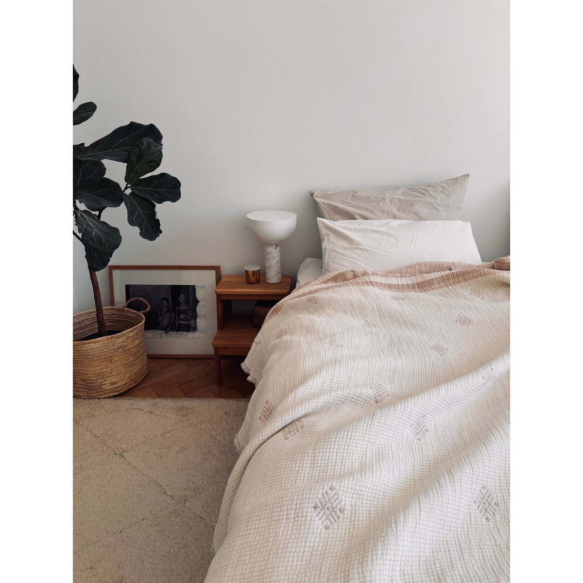Muslin blanket - beige-white - 2.20 x 2.50 m