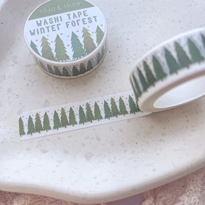 Washi Tape Sapins Forêt d'hiver Noël - Ruban Adhésif Masking Tape Sapin de Noël