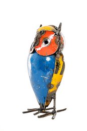 ZIMBA-ARTS CHOUETTE COLORÉE EN MÉTAL DEBOUT