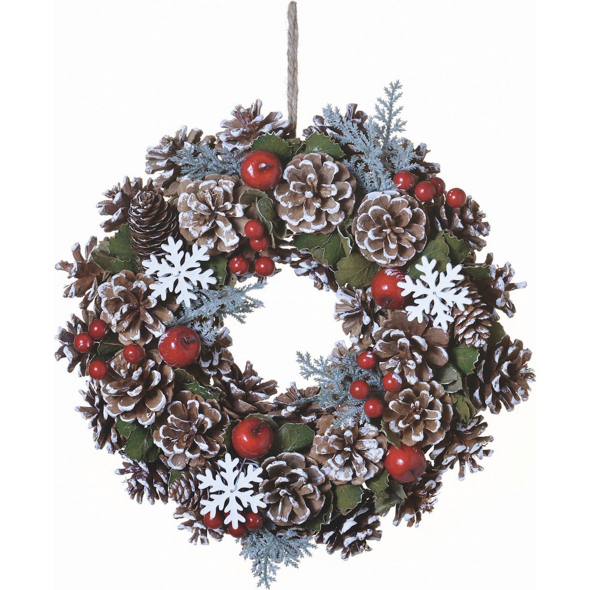 Corona navideña rural - Piña Copo de nieve | ø 30cm | corona rural ronda | corona de la puerta de la decoración de navidad | Corona para Navidad | Guirnaldas de adornos navideños | regalo de Navidad