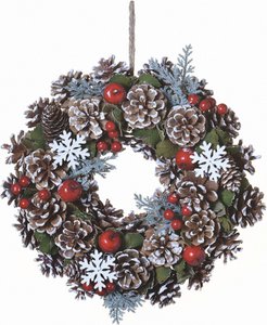 Kerstkrans landelijk - Pinecone Snowflake | ø 30 cm | krans landelijk rond | kerstdecoratie deurkrans | Krans voor de kerst | kerstversiering kransen | kerstcadeau