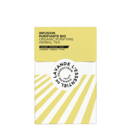 Organic purifying infusion tea with true lavender, verbena, and thyme. Calming and soothing herbal blend.