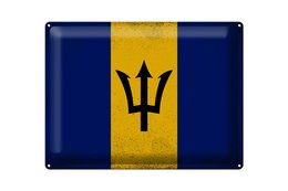 Tin Sign Flag of Barbados 40x30cm Flag of Barbados Vintage