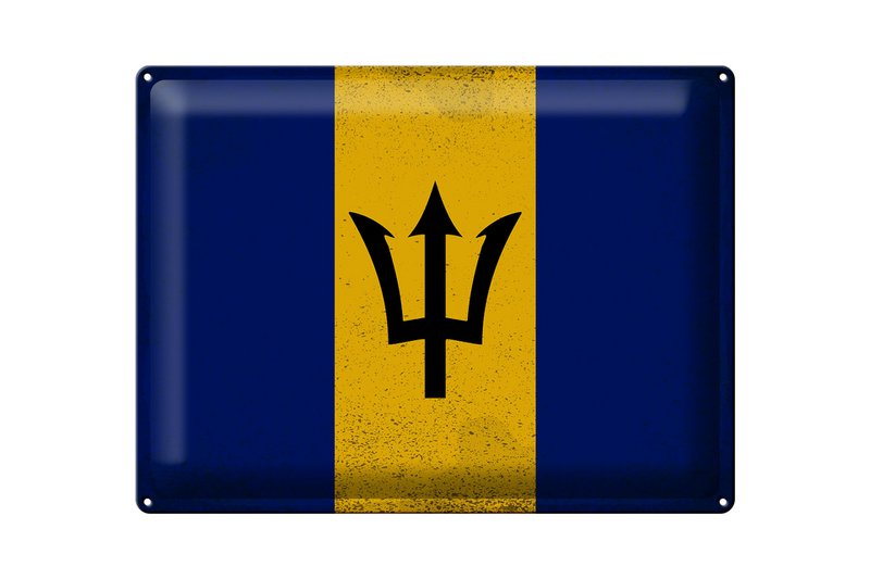 Tin Sign Flag of Barbados 40x30cm Flag of Barbados Vintage