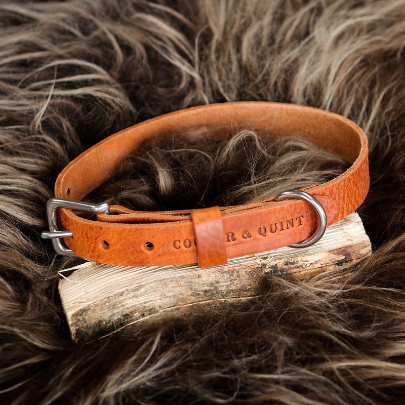 No Fuss Collar Dog Leather Camel