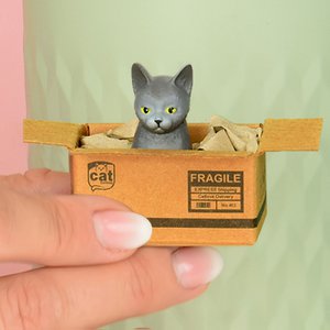 Handgefertigter Katzenmagnet „Grau“ – Mini-Box mit Neodym-Magnet