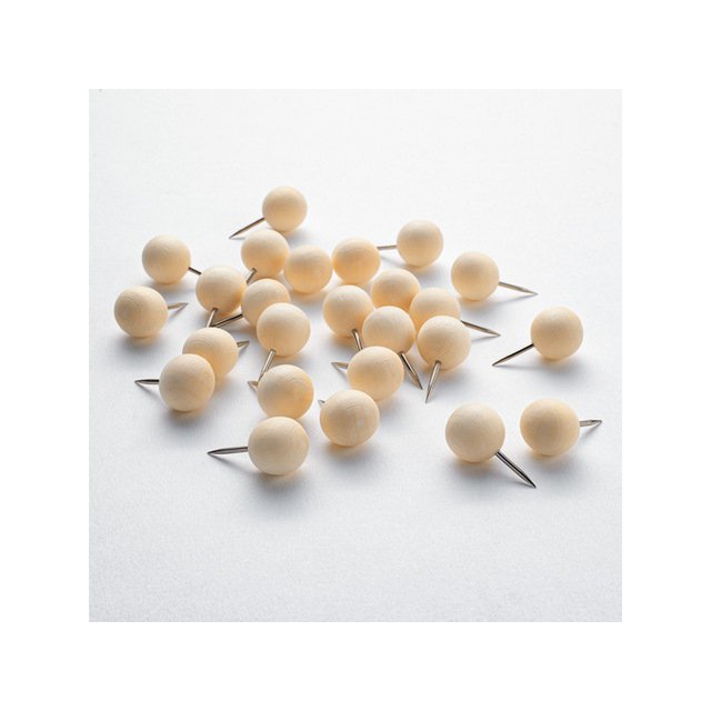 Pushpin Sigel wood 25 pieces 12mm, 22mm total. round head.