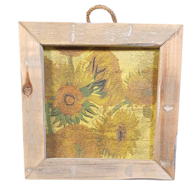 Holzfliese alte holländische Van-Gogh-Sonnenblume