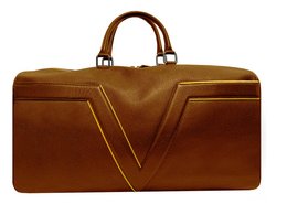 Modelo grande - Bolsa de viaje Initial LAKE VIEW - Coñac - Ribete amarillo