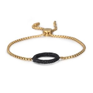 Women Adjustable Chain Bracelet , Black Stardust