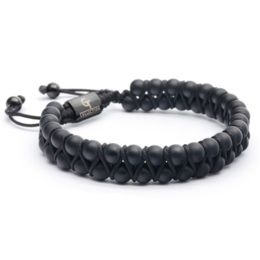Mænds sorte onyx dobbelt perle armbånd