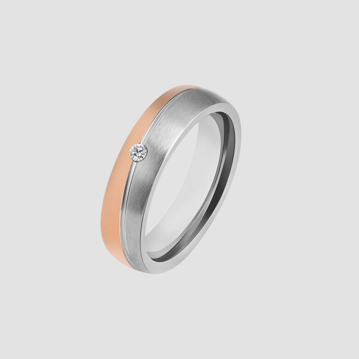 "Inox Duo", accent damepartnerring, rustfrit stål, Simili, bicolor, str. 54