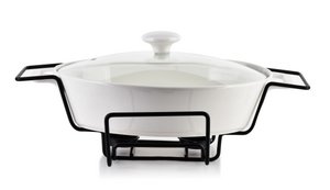 MODERNE KÜCHE Schüssel mit Heizung 1,6L 33,2x22xh6,6cm glatt weiß