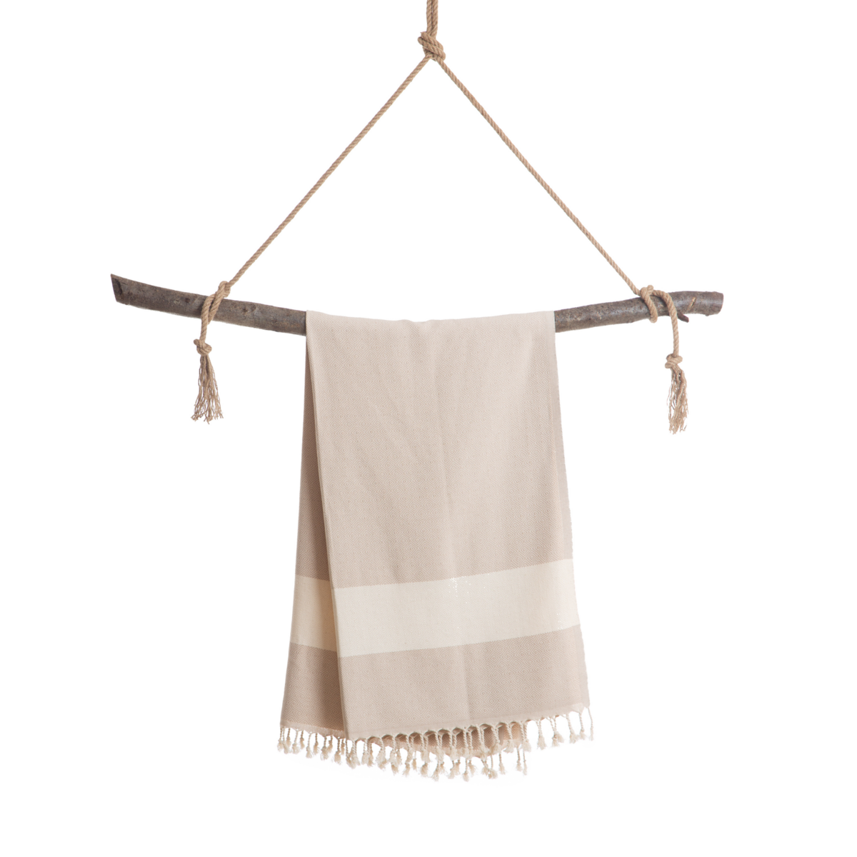 Telo mare Hammam in cotone DIAMANT – Leggero e ad asciugatura rapida – Beige - 180x100 cm