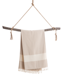 Telo mare Hammam in cotone DIAMANT – Leggero e ad asciugatura rapida – Beige - 180x100 cm