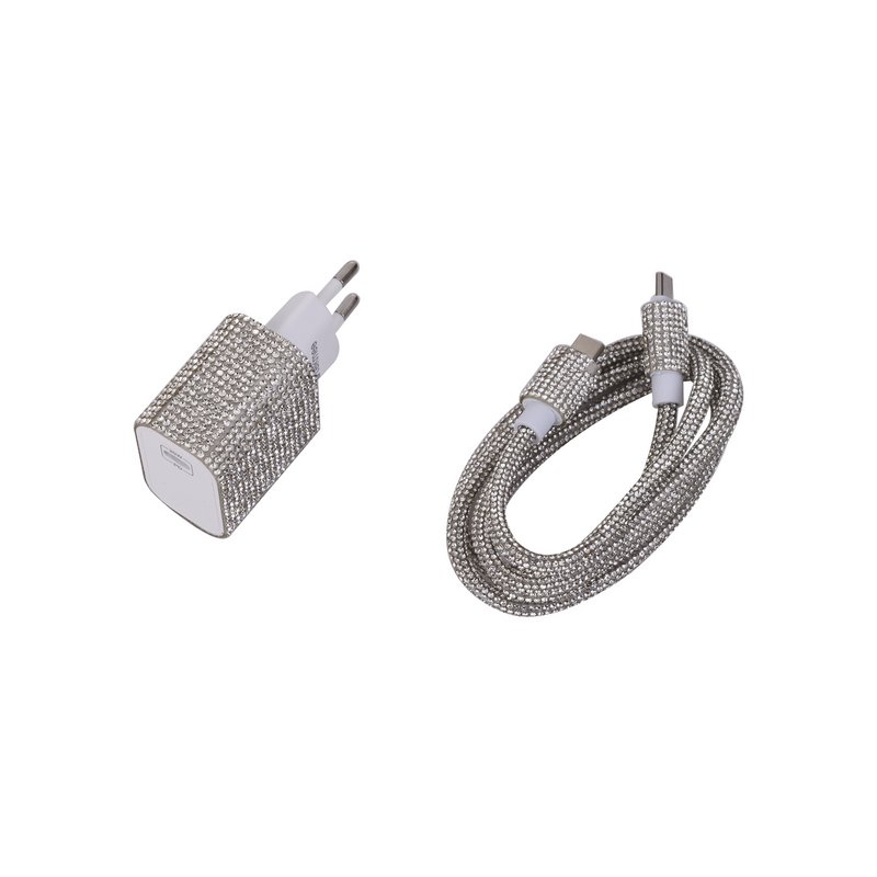 Kit de carga rápida de rehinestones plateados-20W y 40W, Tipo-C