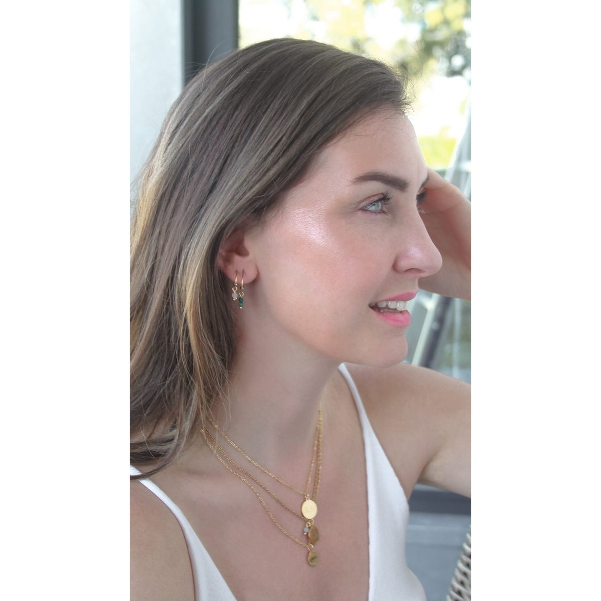 Pendientes Moonstone & Sunstone - Oro