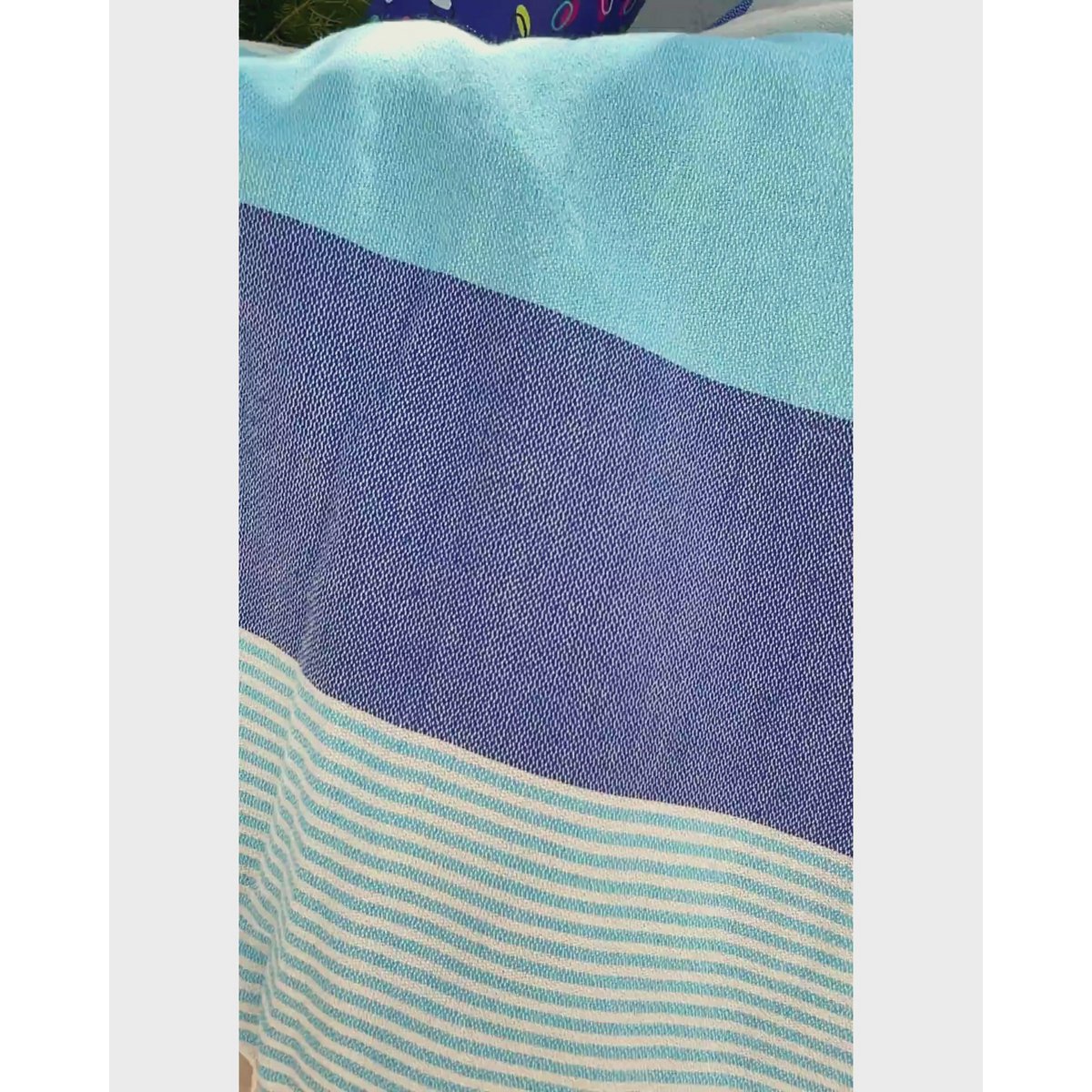 HANDDOEK TO GO PALERMO Katoenen strandlaken 180x100 cm | Sneldrogende zwembadhanddoek | Blauw/Turkoois | met geschenkdoos