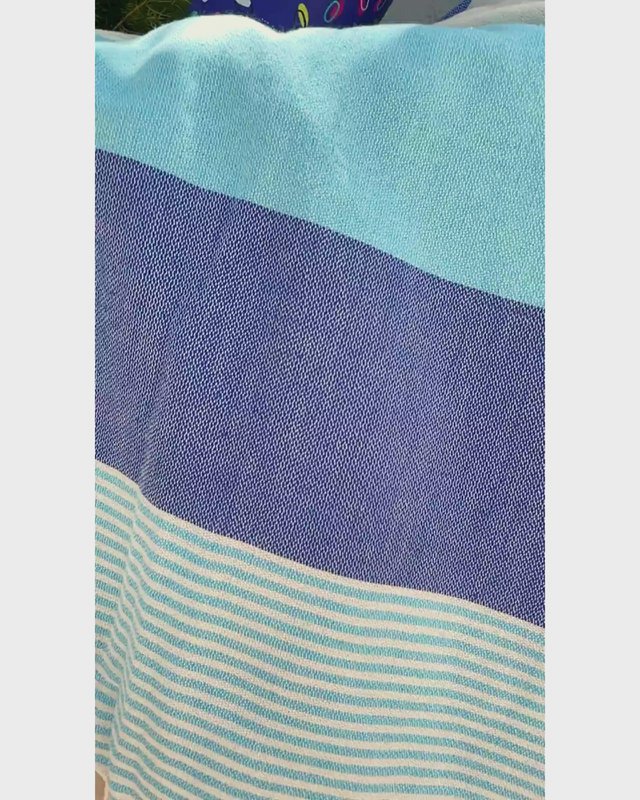 TOWEL TO GO PALERMO Cotton Beach Towel 180x100 cm | Quick Dry Pool Towel | Blue / Turquoise | with Gift Box