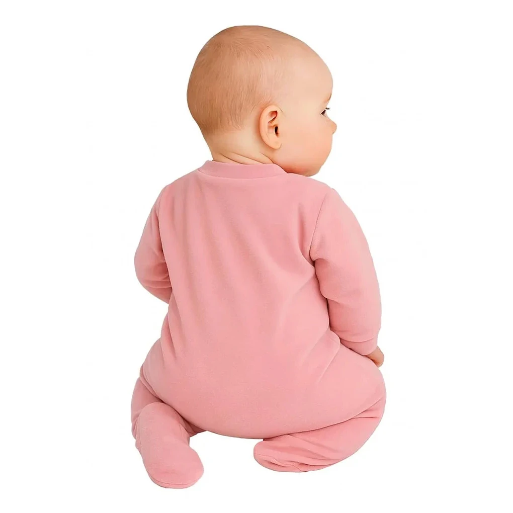 Baby broderet velour sovedragt, lille kanin