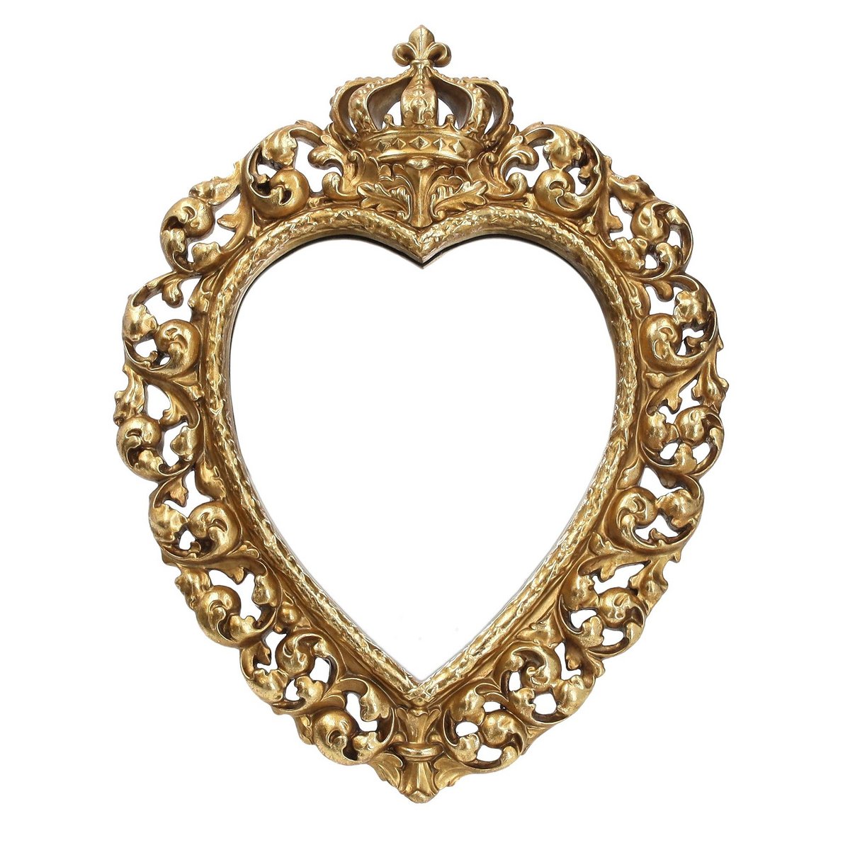 Goldenes Spiegelherz mit Krone H.30x23x3 cm