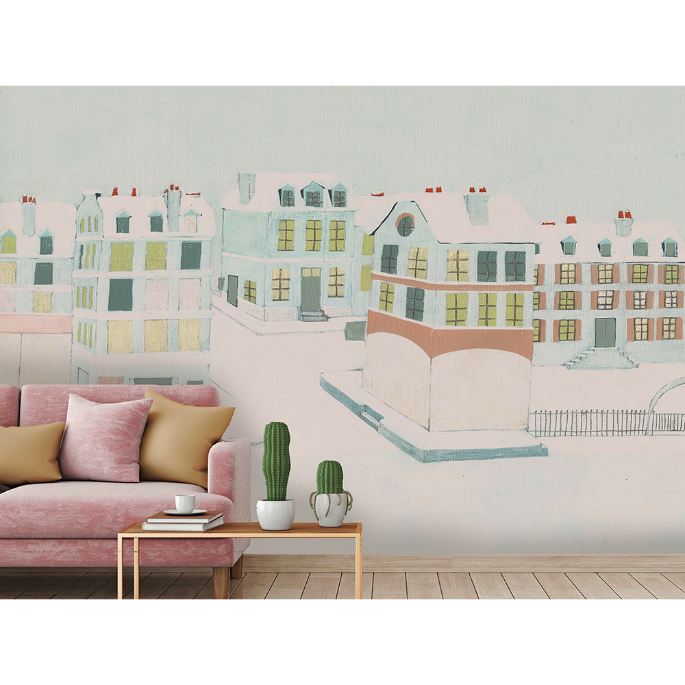 Papier peint un village blanc