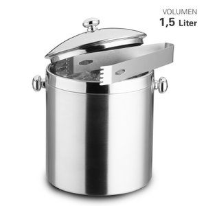 Ice cube bucket stainless steel double-walled 1.5 liters, including tongs