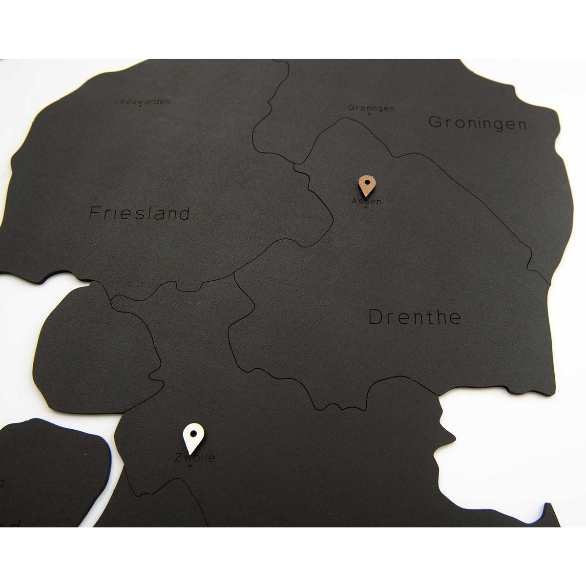 Drewniana mapa kraju - Holandia - czarna HDF
