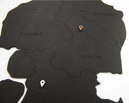 Mapa de madera del país - Países Bajos - HDF negro