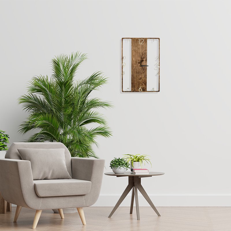 Large vertical rectangle wooden wall clock modern unusual