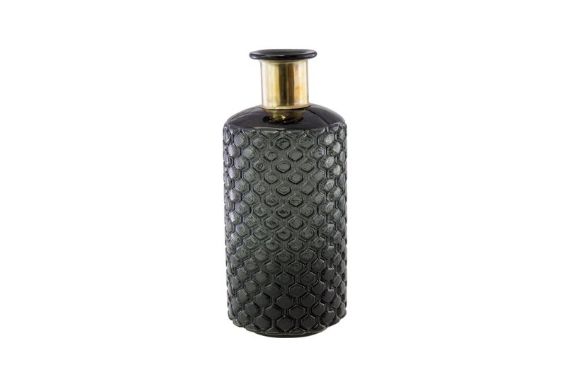 BLACK VASE H28CM