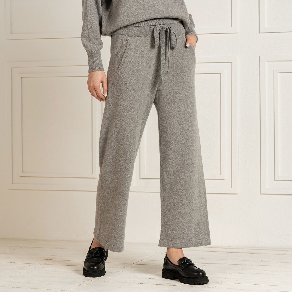 Women's 100% Merino Wide Leg Pants Helsinki Light Gray