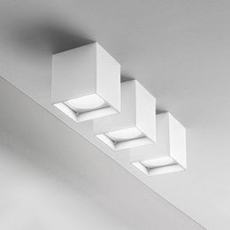 "Modern square LED surface-mounted ceiling light spot, minimalist geometric design, available in white black gold bronze"